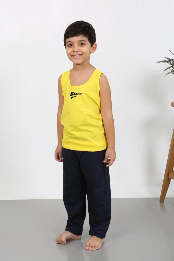 Angelino Erkek Çocuk Sıfır Kol Penye Pijama Takım Sarı 20439 - 1