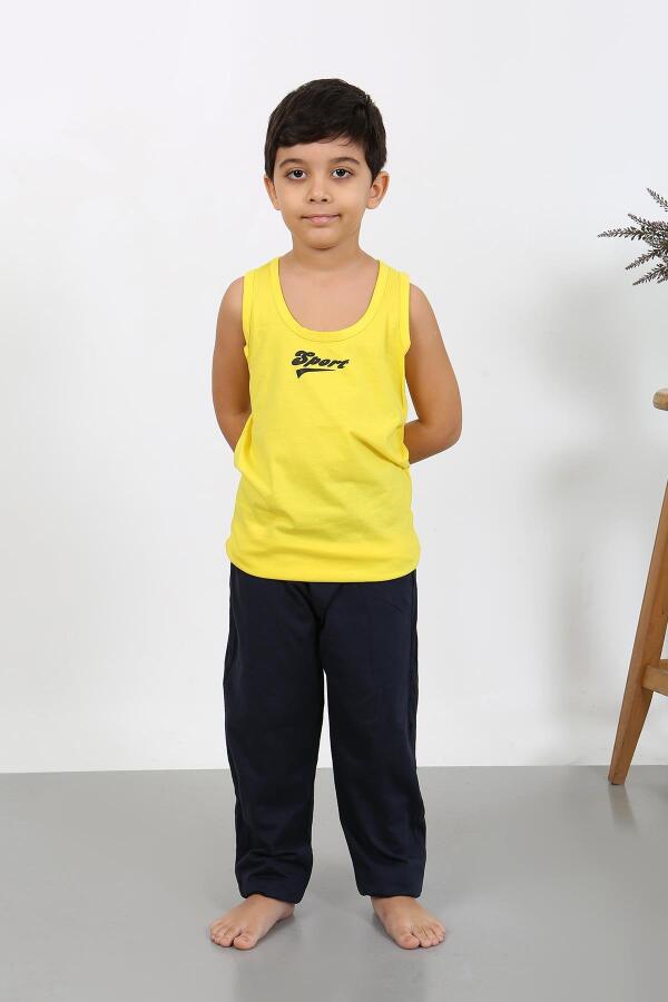 Angelino Erkek Çocuk Sıfır Kol Penye Pijama Takım Sarı 20439 - 2