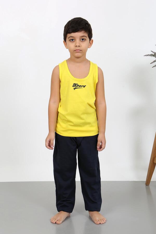 Angelino Erkek Çocuk Sıfır Kol Penye Pijama Takım Sarı 20439 - 3