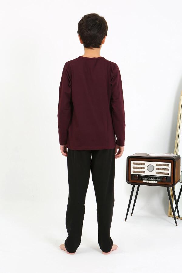 Erkek Çocuk Uzun Kol Penye Pijama Takım 20437 Bordo - 4