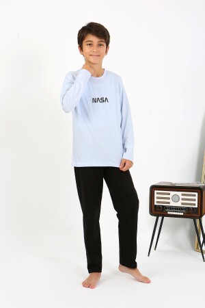 Erkek Çocuk Uzun Kol Penye Pijama Takım 20437 BuzMavisi - 1