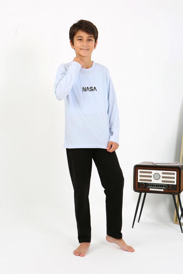 Erkek Çocuk Uzun Kol Penye Pijama Takım 20437 BuzMavisi - 1