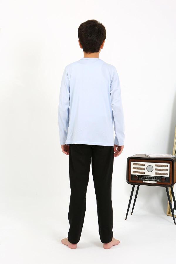 Erkek Çocuk Uzun Kol Penye Pijama Takım 20437 BuzMavisi - 4