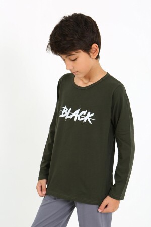 Erkek Çocuk Uzun Kol Penye Pijama Takım 20437 Haki - Angelino