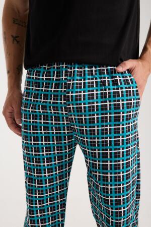 Erkek Düğmeli Yaka Siyah Kısa Kol Pijama Takımı - 8
