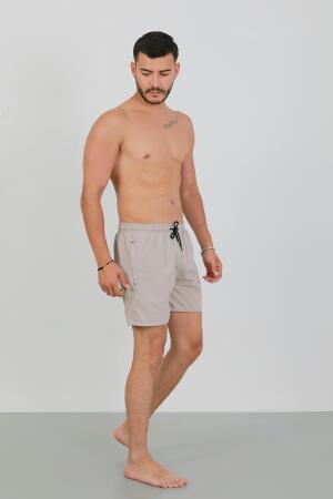 Erkek Fermuarlı Cepli Deniz Şortu Bej - 3