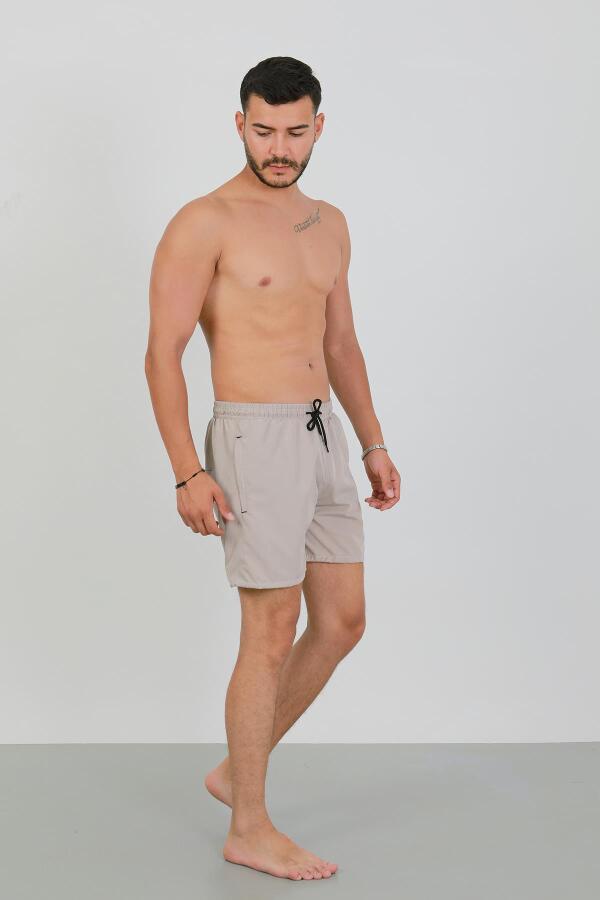 Erkek Fermuarlı Cepli Deniz Şortu Bej - 3