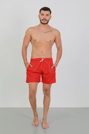 Akbeniz Erkek Fermuarlı Cepli Deniz Şortu Kırmızı - 