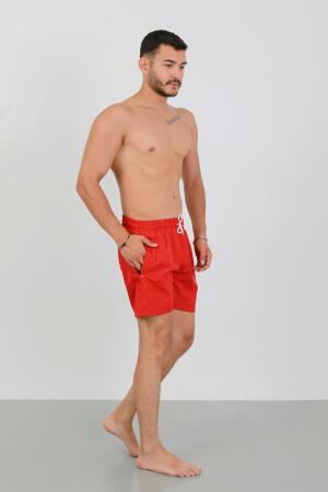 Akbeniz Erkek Fermuarlı Cepli Deniz Şortu Kırmızı - (1)