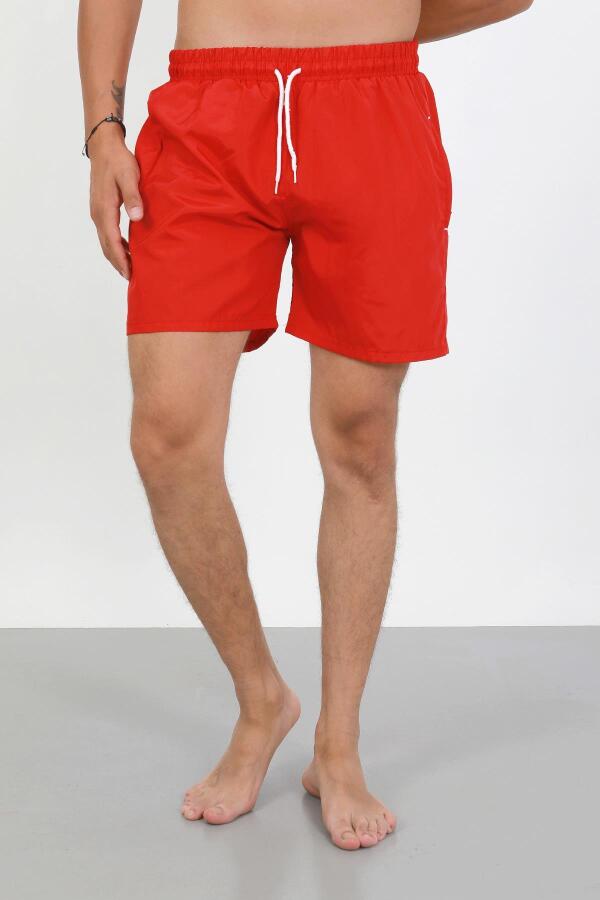 Akbeniz Erkek Fermuarlı Cepli Deniz Şortu Kırmızı - 4