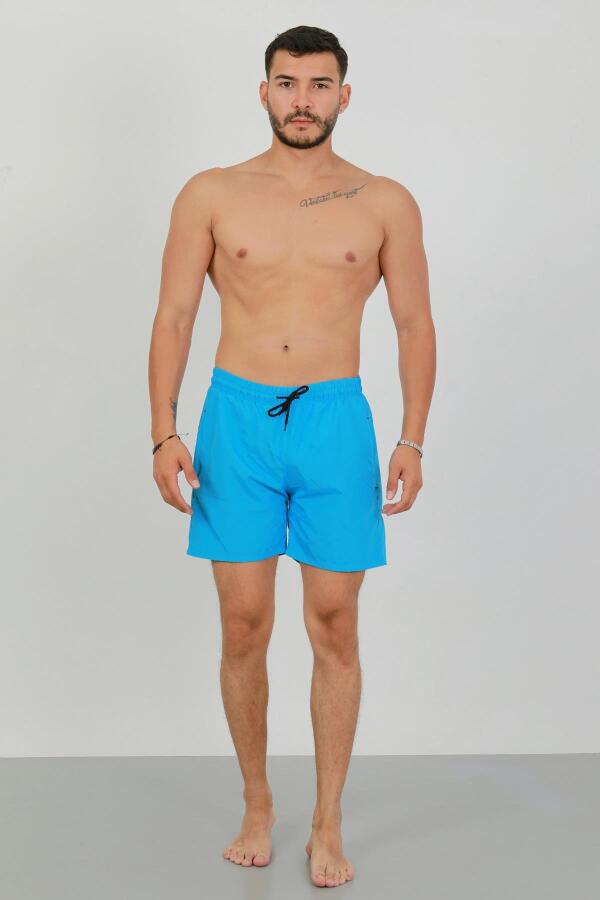 Akbeniz Erkek Fermuarlı Cepli Deniz Şortu Mavi - 1