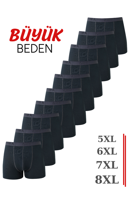 Erkek Füme Büyük Beden Boxer Pamuklu Likralı 10'lu Paket - 1
