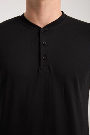 Erkek Füme Düğmeli Yaka Kısa Kol Pijama Takımı - 7