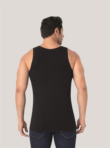 Erkek Görünmez Atlet Hayalet Atlet Siyah %100 Pamuklu 3'lü Paket - 4