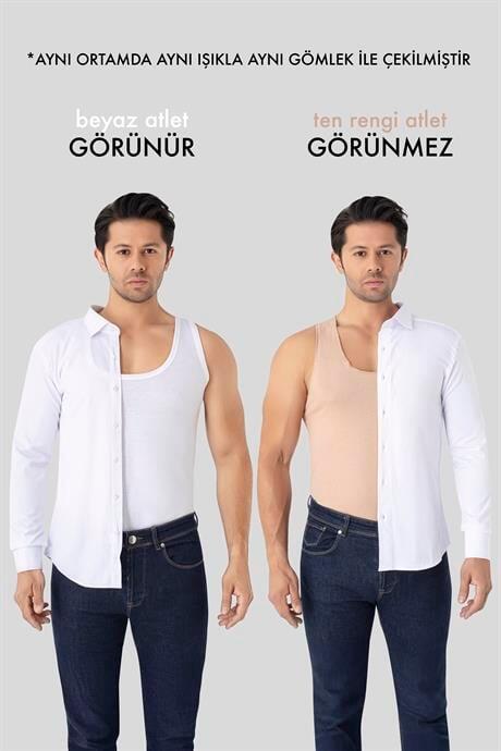 Erkek Görünmez Ten Rengi Atlet %100 Pamuklu - 1