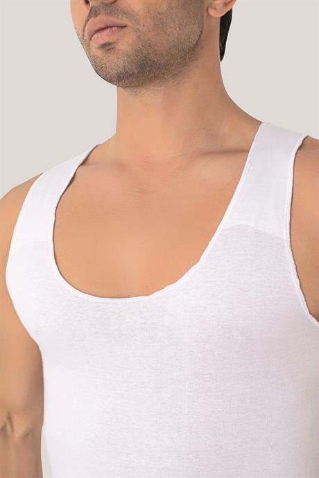Erkek İz Bırakmayan Dikişsiz Atlet Beyaz %100 Pamuklu 3'lü Paket - 3