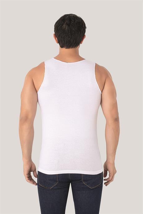 Erkek İz Bırakmayan Dikişsiz Atlet Beyaz %100 Pamuklu 3'lü Paket - 4