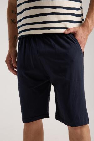 Erkek Krem Sıfır Yaka Kısa Kol Şortlu Pijama Takımı - 6