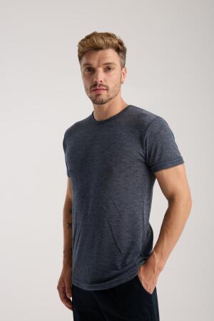 Erkek Lacivert Sıfır Yaka Kısa Kol Şortlu Pijama Takımı - Angelino (1)