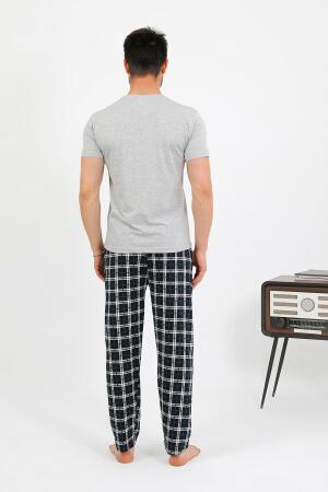 Erkek Pamuk Kısa Kol Pijama Takım Gri 6875 - 5