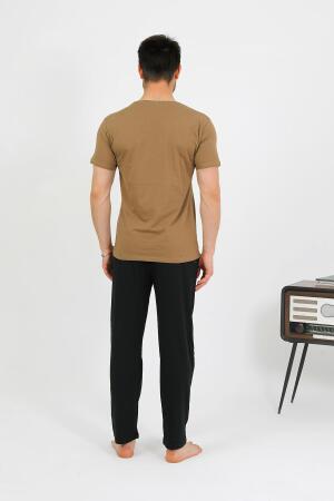 Erkek Pamuk Kısa Kol Pijama Takım Vizon 6875 - 6