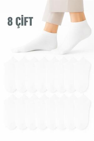 Erkek Pamuklu Extra Konforlu ve Yumuşak Patik Çorap Seti Beyaz 8 Çift - Angelino