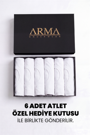 Erkek Premium %100 Pamuk Beyaz Atlet 6'lı Özel Hediye Kutulu Damat Bohçası Çeyiz Seti - 2