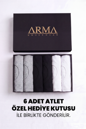 Erkek Premium %100 Pamuk Renkli Atlet 6'lı Özel Hediye Kutulu Damat Bohçası Çeyiz Seti - 2