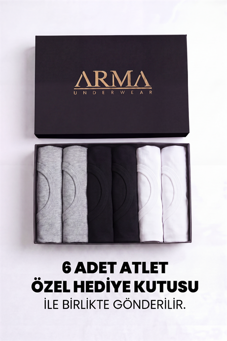 Erkek Premium %100 Pamuk Renkli Atlet 6'lı Özel Hediye Kutulu Damat Bohçası Çeyiz Seti - 2