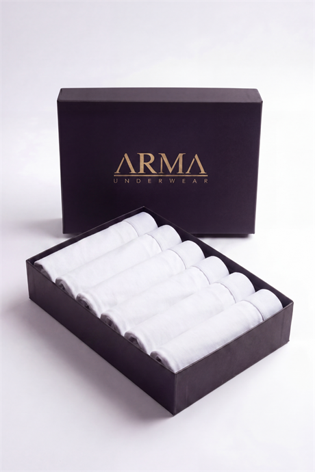 Erkek Premium Bambu Beyaz Boxer 6'lı Hediye Kutulu Damat Bohçası ve Çeyiz Seti - 1