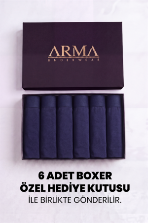 Erkek Premium Bambu Lacivert Boxer 6'lı Hediye Kutulu Damat Bohçası ve Çeyiz Seti - 2