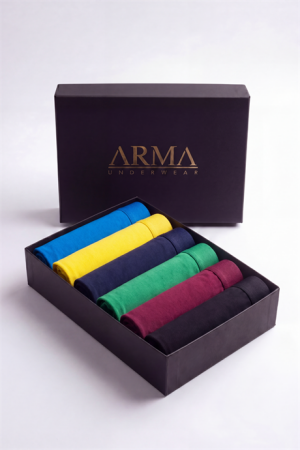 Erkek Premium Bambu Renkli Boxer 6'lı Hediye Kutulu Damat Bohçası ve Çeyiz Seti - 1