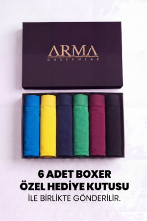 Erkek Premium Bambu Renkli Boxer 6'lı Hediye Kutulu Damat Bohçası ve Çeyiz Seti - 2