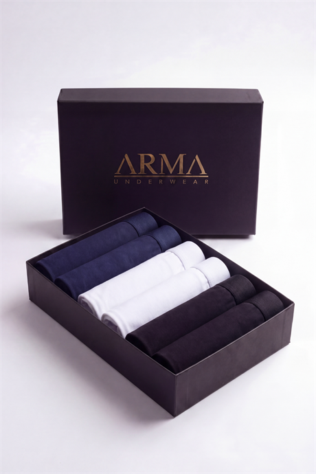 Erkek Premium Bambu Renkli Boxer 6'lı Hediye Kutulu Damat Bohçası ve Çeyiz Seti - 1