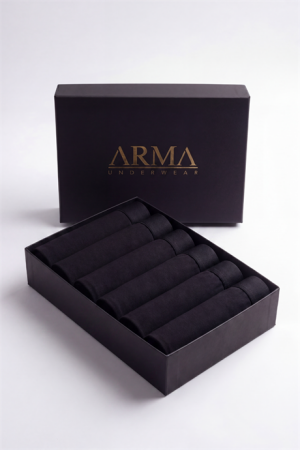 Erkek Premium Bambu Siyah Boxer 6'lı Hediye Kutulu Damat Bohçası ve Çeyiz Seti - 1