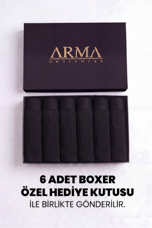Erkek Premium Bambu Siyah Boxer 6'lı Hediye Kutulu Damat Bohçası ve Çeyiz Seti - 2