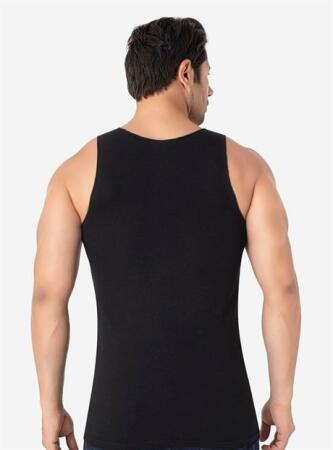 Erkek Siyah Dikişsiz Atlet %100 Pamuklu 6'lı Paket - 3