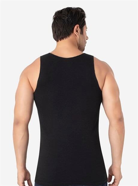 Erkek Siyah Dikişsiz Atlet %100 Pamuklu 6'lı Paket - 3