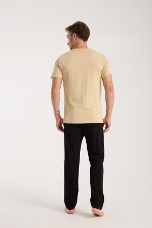 Akbeniz Erkek Ten Rengi Kısa Kol Pijama Takımı - 4