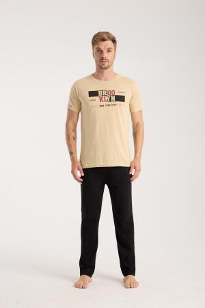 Akbeniz Erkek Ten Rengi Kısa Kol Pijama Takımı - 5