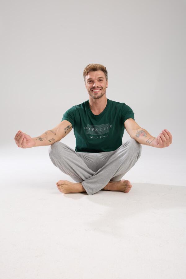 Erkek Yeşil Kısa Kol Pijama Takımı - 4