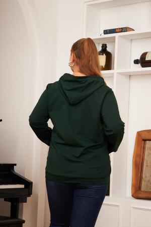 Fermuar Detaylı Büyük Beden Eşofman Üst Zümrüt - 4