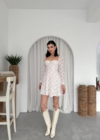 Fers Çiçek Detay Elbise - 6