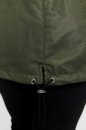 File Detaylı Büyük Beden Haki Trençkot - 4