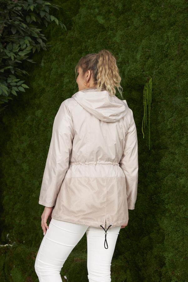 File Detaylı Büyük Beden Trençkot Krem - 4