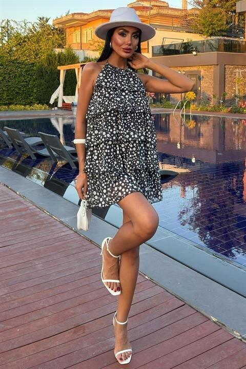 Fırfırlı Şifon Elbise 2905-08 - 3