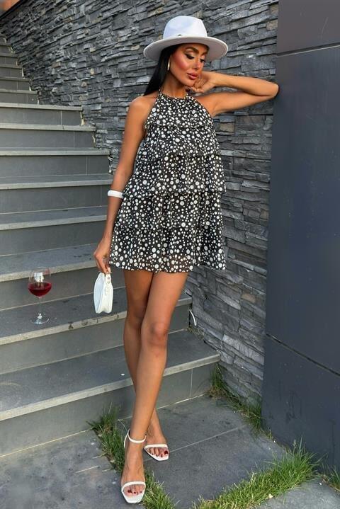 Fırfırlı Şifon Elbise 2905-08 - 4