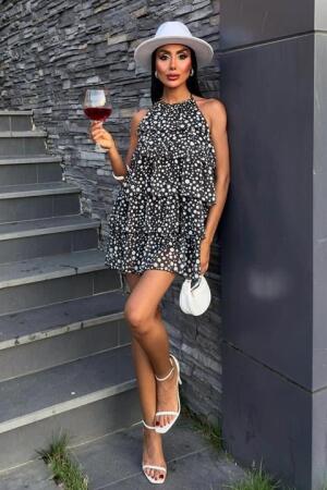 Fırfırlı Şifon Elbise 2905-08 - 5