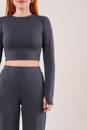 Fitilli Bluz Ve Pantolon Antrasit İkili Takım - 2