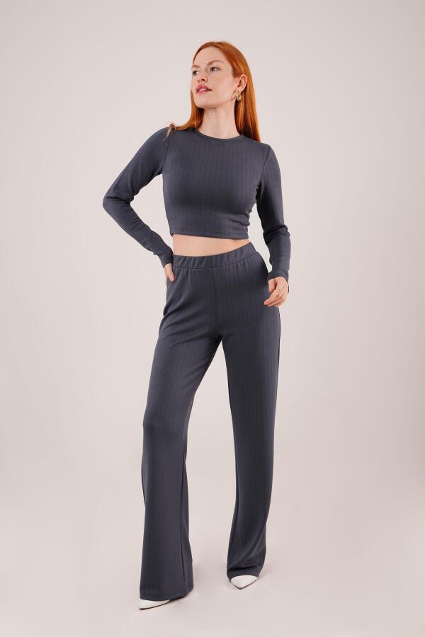 Fitilli Bluz Ve Pantolon Antrasit İkili Takım - 1